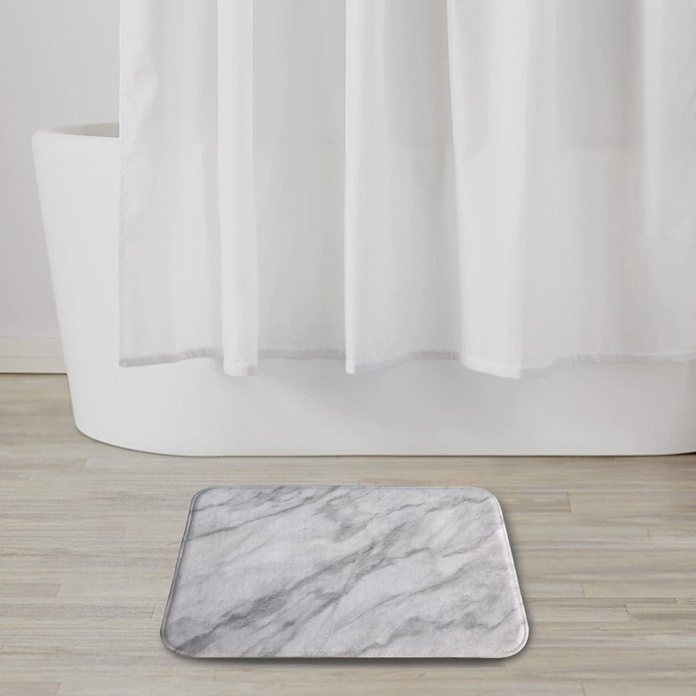 Printed White Marble Soft Foam Non-Slip Bathroom Mat