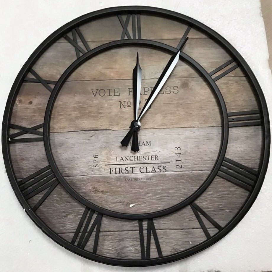 Roman Number Retro Clock - Antique Large Craft Vintage Metal Wall Clock