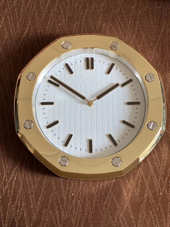 Round Watch Shape Wall Clocks - Modern Luminous Horloge Gold Quartz | 12mm Metal Sheet