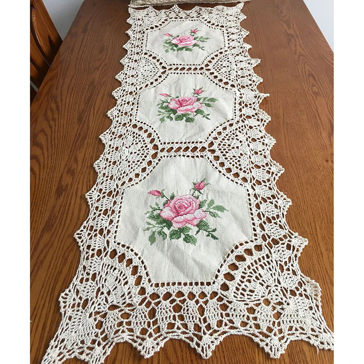 Hand-made Cotton Thread Cross Embroidery Outdoor Pillows and Hand Crochet Cushions Throw Pillow Pillow case for Sofa