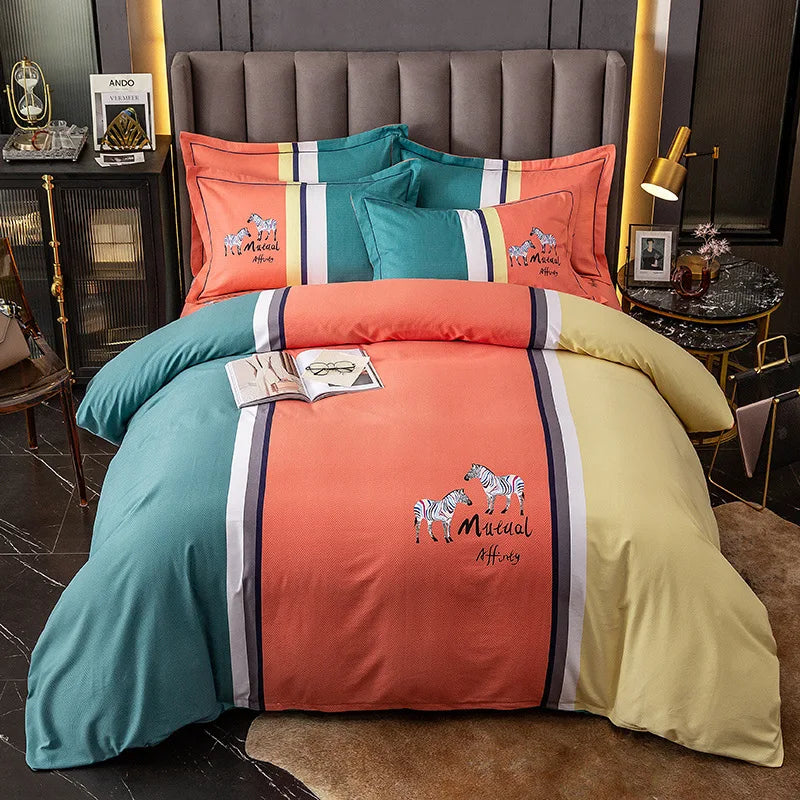 Drop Shipping 100% Cotton 60s 13372 4pcs Luxury Duvet Cover Comforter Cotton Bed Sheet Sets