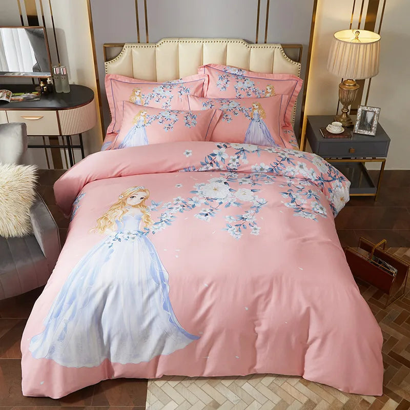 Drop Shipping 100% Cotton 60s 13372 4pcs Luxury Duvet Cover Bed Sheet Spreads Bedsheet Comforter Bedding Set