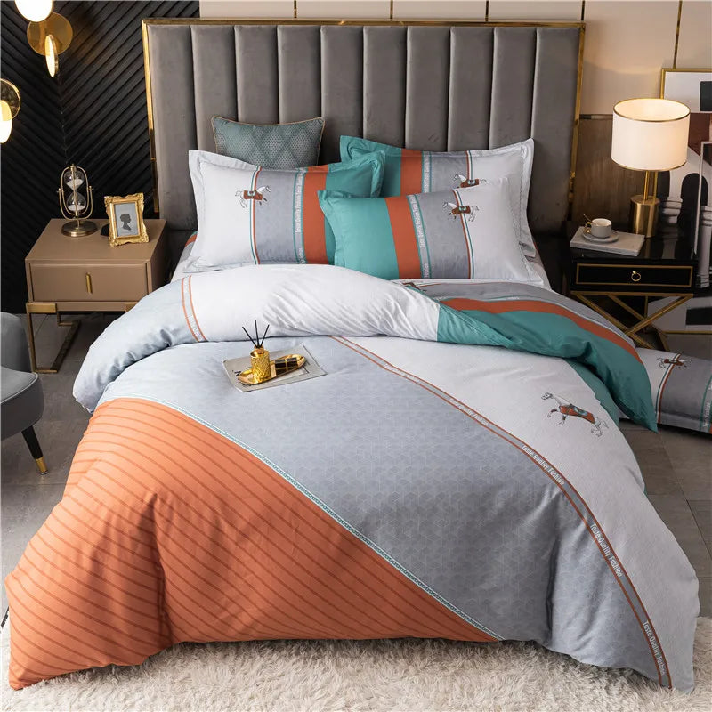 Drop Shipping 100% Cotton 60s 13372 4pcs Luxury Duvet Cover Bed Sheet Spreads Bedsheet Comforter Bedding Set