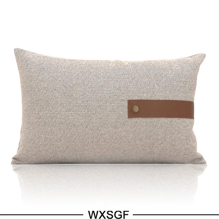 Luxury Cushion Covers 100% French Linen PU Leather Horse Plush Pillow Cover Modern 45x45cm