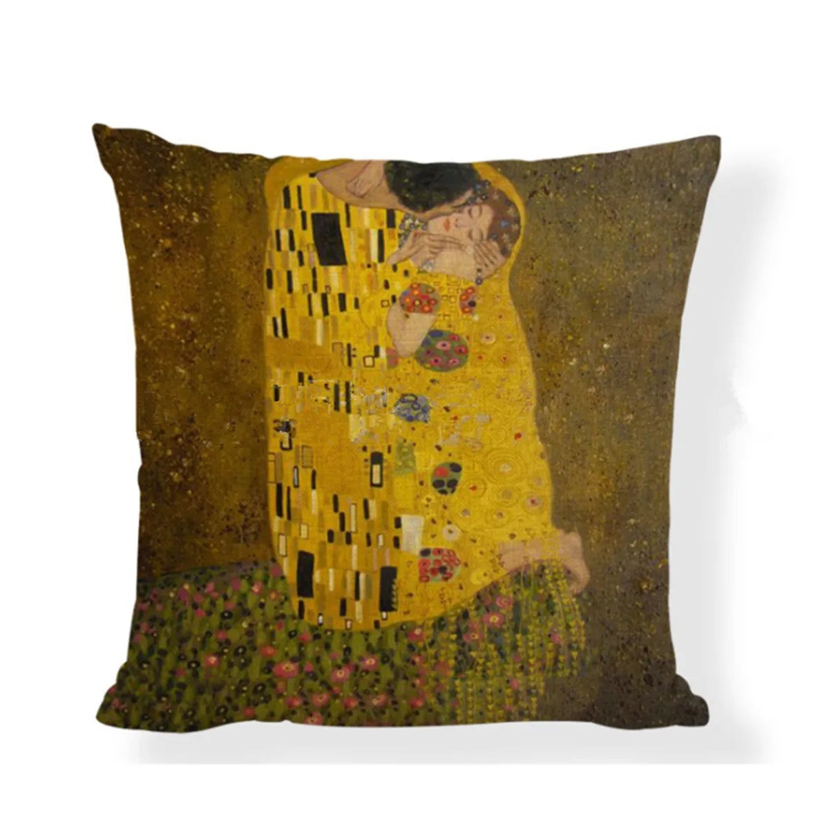 Square Gustav Klimt Pattern Painting Cotton Linen Throw Print Pillow Case Cushion Cover Home Pillow Cover Decoration