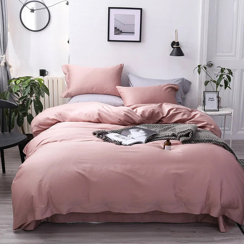 Australian Luxury Style 100% Egyptian Long Staple Cotton Solid Duvet Cover Set 4pcs with 400TC Eco-Friendly Organic Sleep Aid