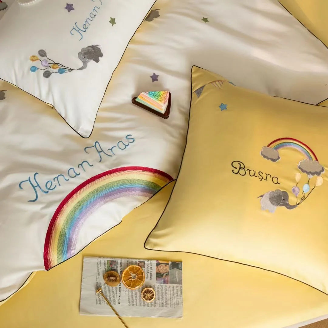 Embroidery Cartoon 60s Egyptian Long Staple Cotton Cute Kids & Children Embroidered Quilts/Duvet Cover/Flat Sheet/Bedding