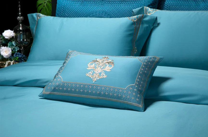 Royalty 100s Cotton Italian Embroidered Bedding Set 4pcs Embroidery Bed Sheets Designs