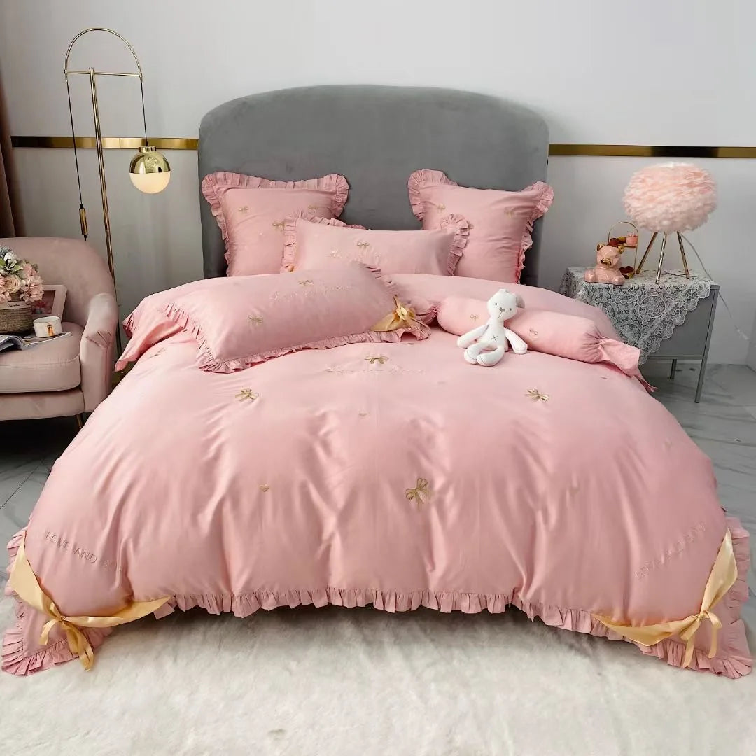 Embroidery Cartoon 60s Egyptian Long Staple Cotton Cute Kids & Children Embroidered Quilts/Duvet Cover/Flat Sheet/Bedding