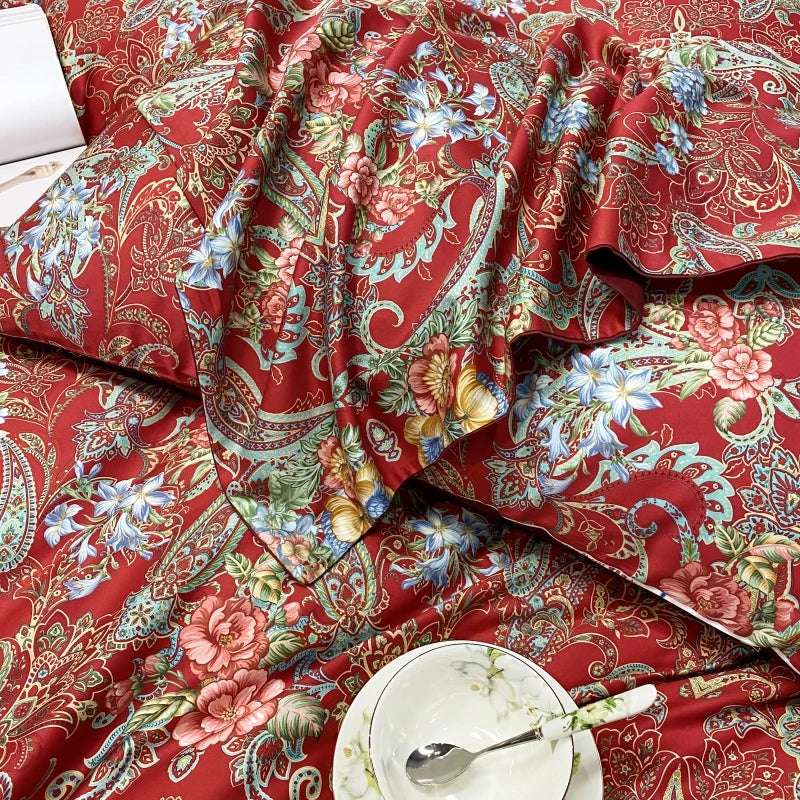 100% Egyptian Long Staple Organic Cotton Duvet Cover Sets American Style 60s 4 Pcs 300 Thread Count