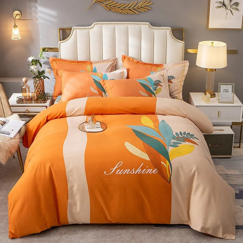 Drop Shipping 100% Cotton 60s 13372 4pcs Luxury Duvet Cover Comforter Cotton Bed Sheet Sets