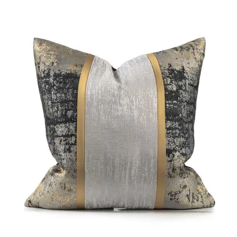 24" 22" 20" 18" Lumbar Throw Pillow Cover Luxury Jacquard Silver and Black Gold Shinny Cushion Cover