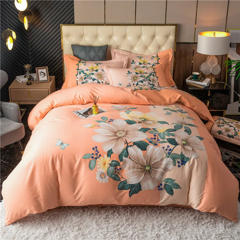 Drop Shipping 100% Cotton 60s 13372 4pcs Luxury Duvet Cover Comforter Cotton Bed Sheet Sets