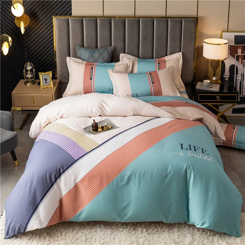 Drop Shipping 100% Cotton 60s 13372 4pcs Luxury Duvet Cover Comforter Cotton Bed Sheet Sets