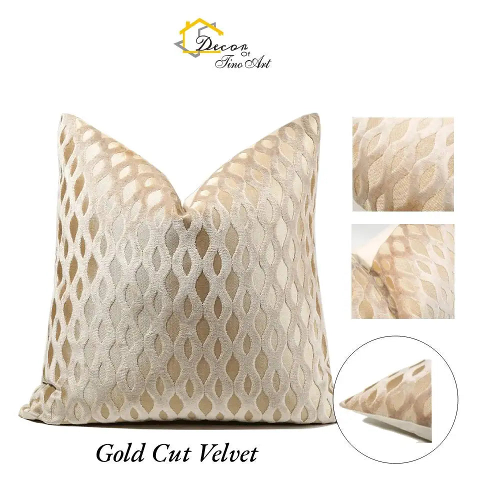 22" 20" Throw Pillow Cover Gold Yarn Dyed Cutting Style Velvet Cushion Cover Cut Velvet Stripe Decor Pillow case