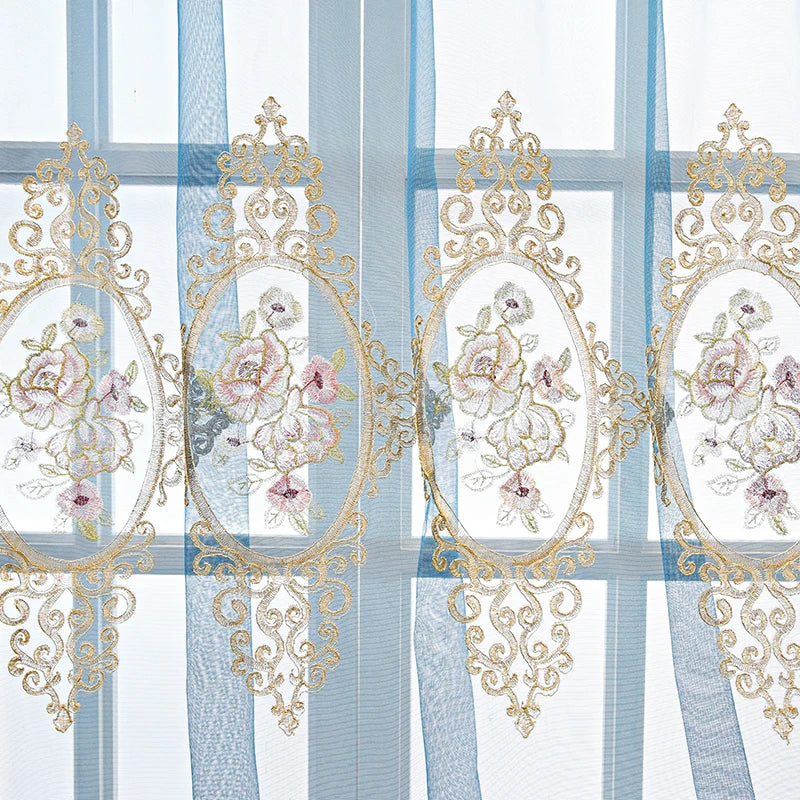 Factory Direct Luxury Chenille Embroidered Curtains Fabrics Hollow Rose Embroidery Curtain Fabric for Living Room