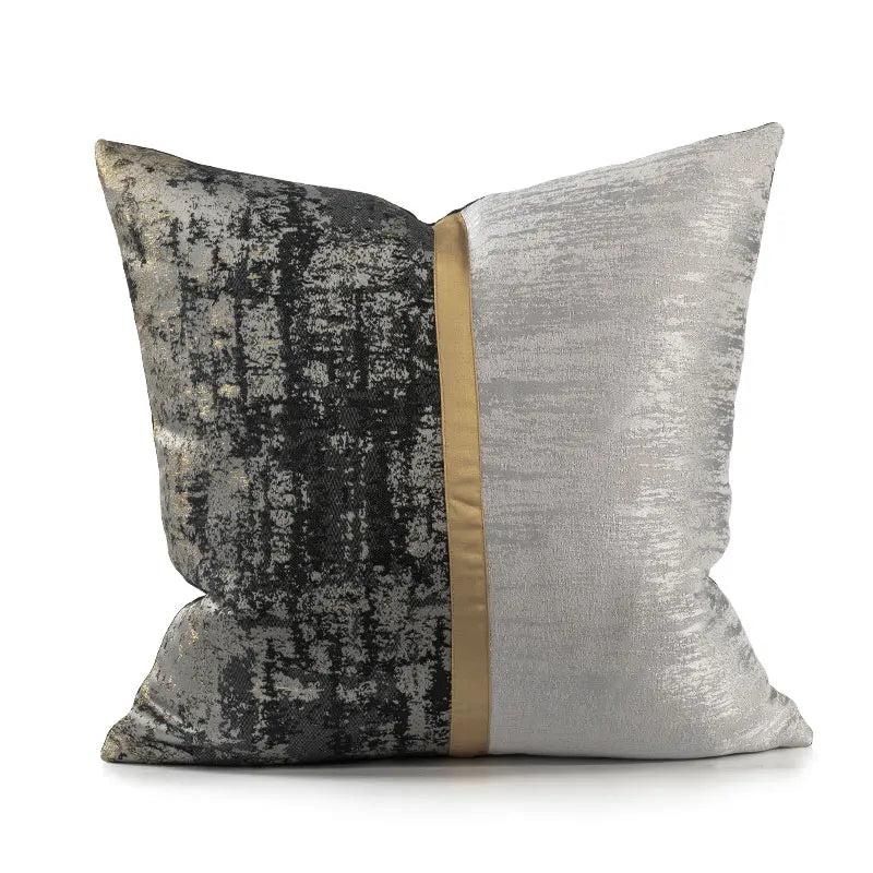 24" 22" 20" 18" Lumbar Throw Pillow Cover Luxury Jacquard Silver and Black Gold Shinny Cushion Cover