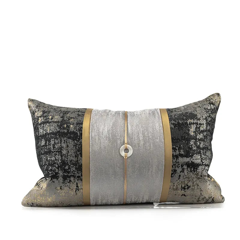 24" 22" 20" 18" Lumbar Throw Pillow Cover Luxury Jacquard Silver and Black Gold Shinny Cushion Cover