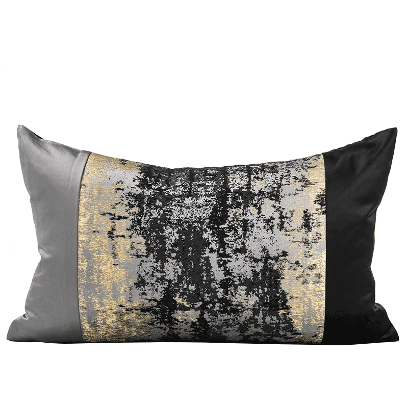 24" 22" 20" 18" Lumbar Throw Pillow Cover Luxury Jacquard Silver and Black Gold Shinny Cushion Cover
