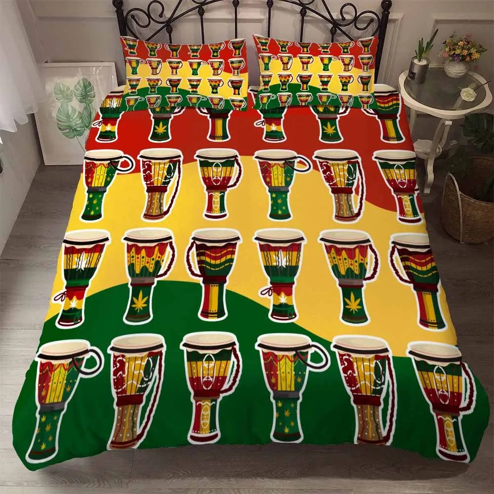 3pcs Eco-friendly Beddings African Design 3D Printed Linen Embroid Black Vintage Woman Character 100% Polyester Polyester