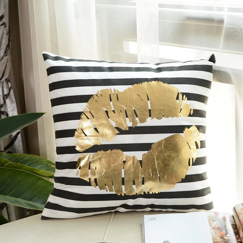 China Printed Velvet Office Sofa Gold Leaf Decorative Cushion Covers