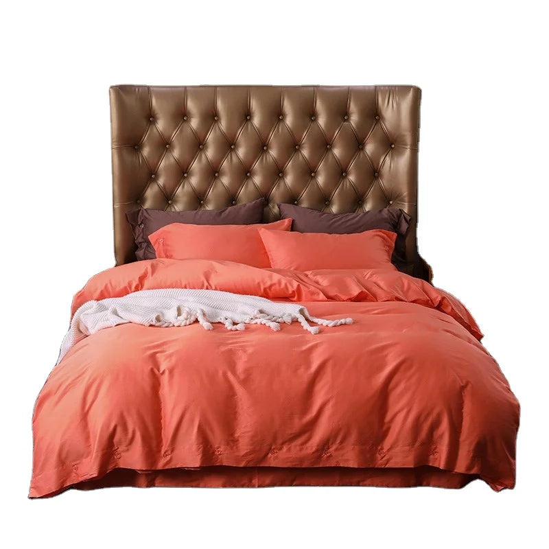 Australian Luxury Style 100% Egyptian Long Staple Cotton Solid Duvet Cover Set 4pcs with 400TC Eco-Friendly Organic Sleep Aid