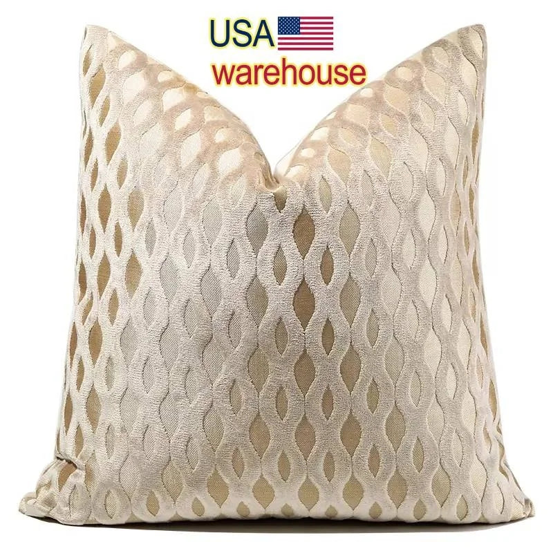 22" 20" Throw Pillow Cover Gold Yarn Dyed Cutting Style Velvet Cushion Cover Cut Velvet Stripe Decor Pillow case