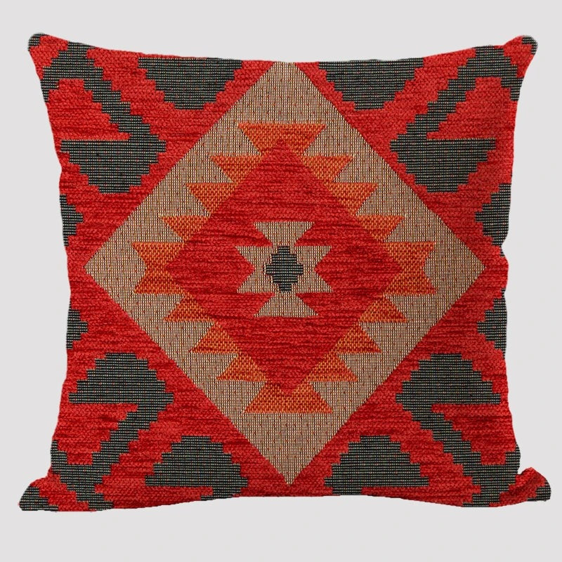 Custom Red Geometric Design Luxury Sofa Cushion Cover Square Shape Wedding Printed Christmas Decor Pillow Cover for Home Use