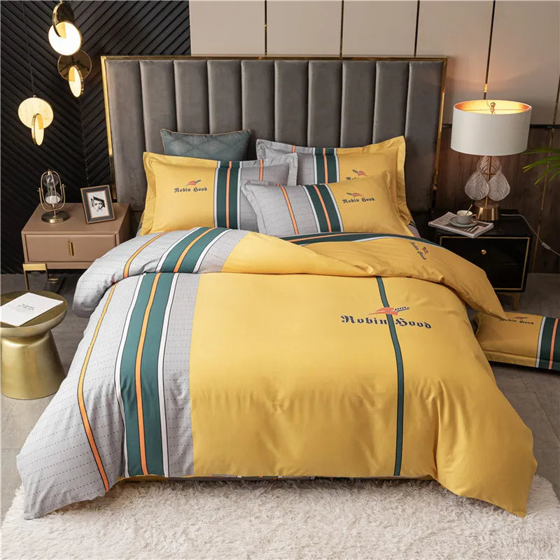 Drop Shipping 100% Cotton 60s 13372 4pcs Luxury Duvet Cover Bed Sheet Spreads Bedsheet Comforter Bedding Set