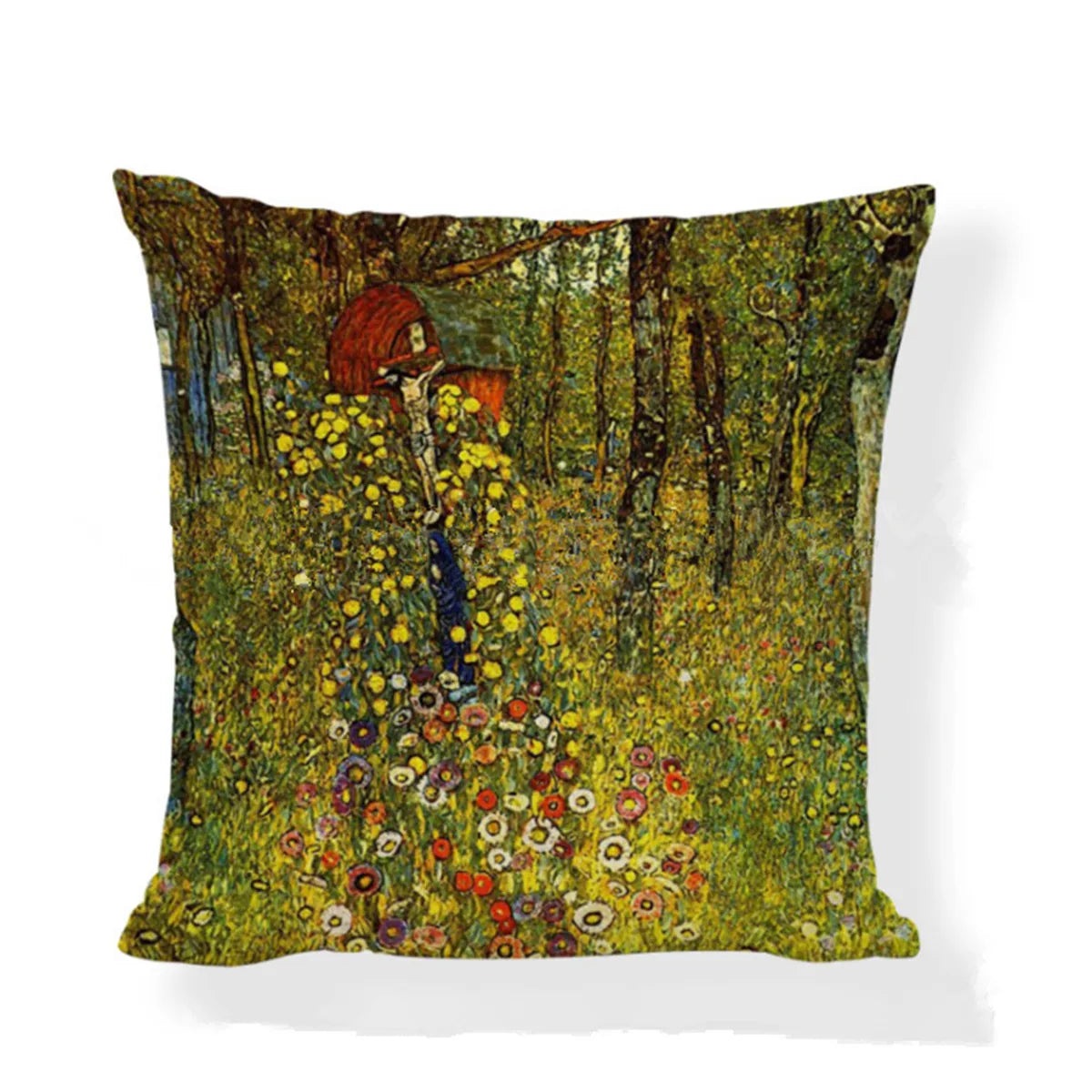 Square Gustav Klimt Pattern Painting Cotton Linen Throw Print Pillow Case Cushion Cover Home Pillow Cover Decoration