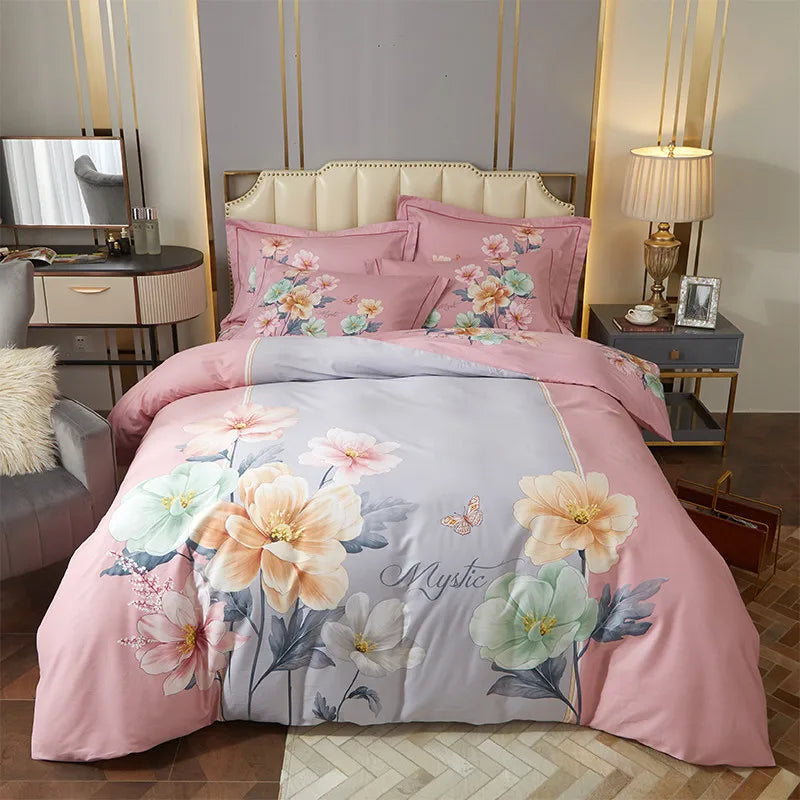 Drop Shipping 100% Cotton 60s 13372 4pcs Luxury Duvet Cover Comforter Cotton Bed Sheet Sets