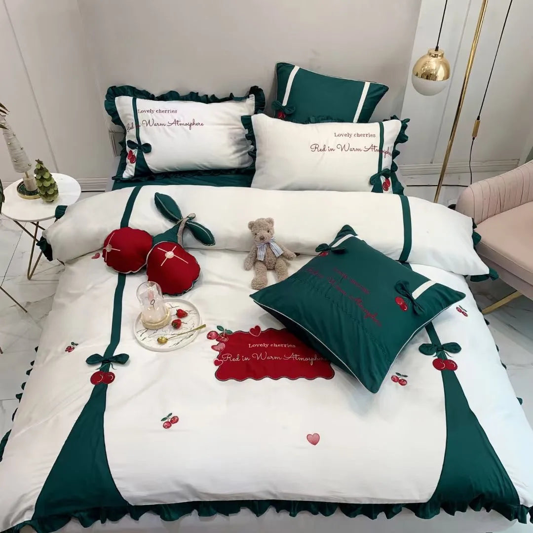 Embroidery Cartoon 60s Egyptian Long Staple Cotton Cute Kids & Children Embroidered Quilts/Duvet Cover/Flat Sheet/Bedding