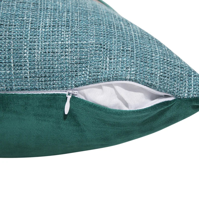 Cotton Linen Velvet Patchwork Faux Leather Pillow Cover Modern Farmhouse Decor Accent Cushion Case Decorative Throw Pillowcase