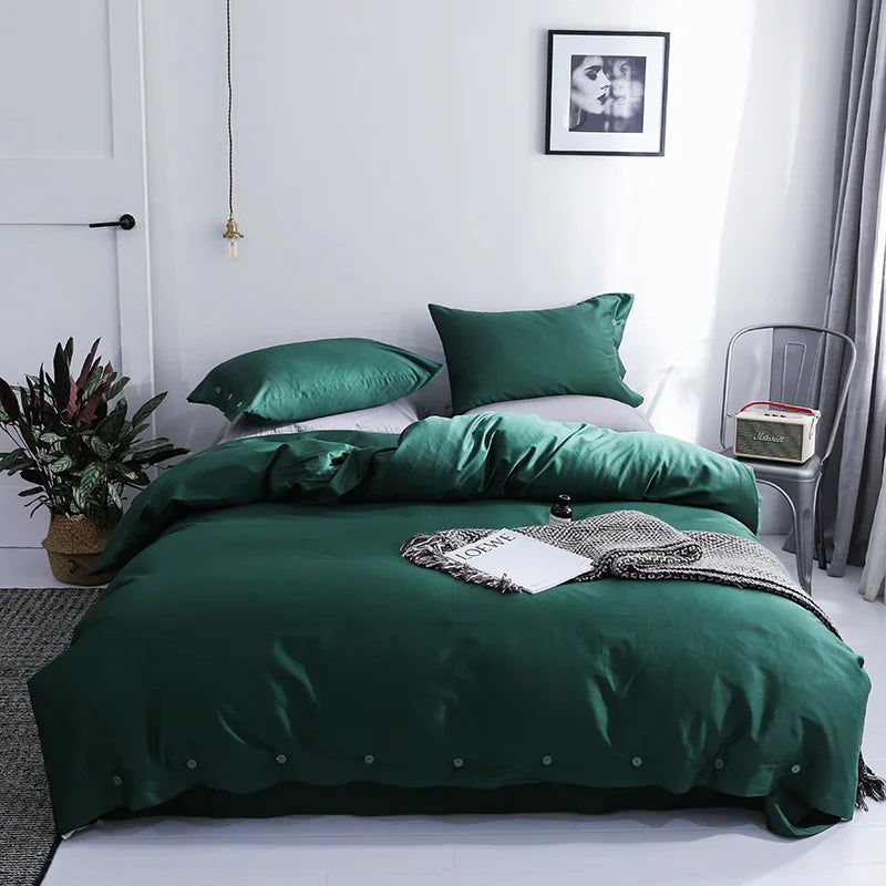 Australian Luxury Style 100% Egyptian Long Staple Cotton Solid Duvet Cover Set 4pcs with 400TC Eco-Friendly Organic Sleep Aid