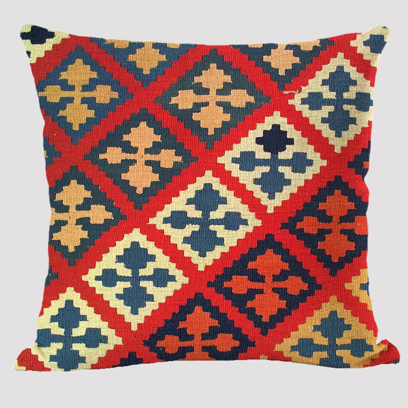 Custom Red Geometric Design Luxury Sofa Cushion Cover Square Shape Wedding Printed Christmas Decor Pillow Cover for Home Use