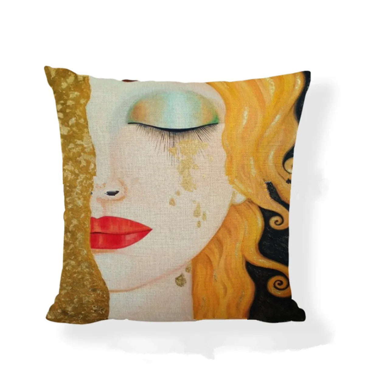 Square Gustav Klimt Pattern Painting Cotton Linen Throw Print Pillow Case Cushion Cover Home Pillow Cover Decoration