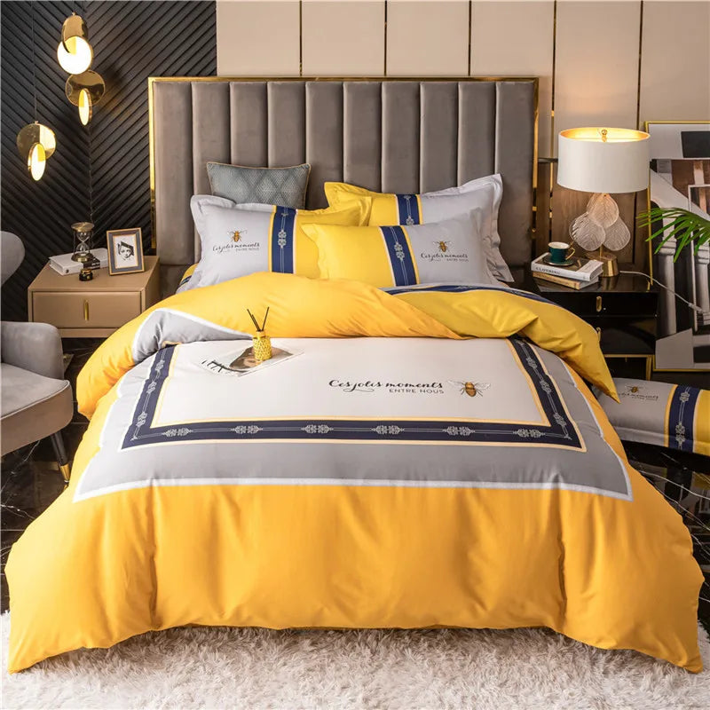 Drop Shipping 100% Cotton 60s 13372 4pcs Luxury Duvet Cover Comforter Cotton Bed Sheet Sets