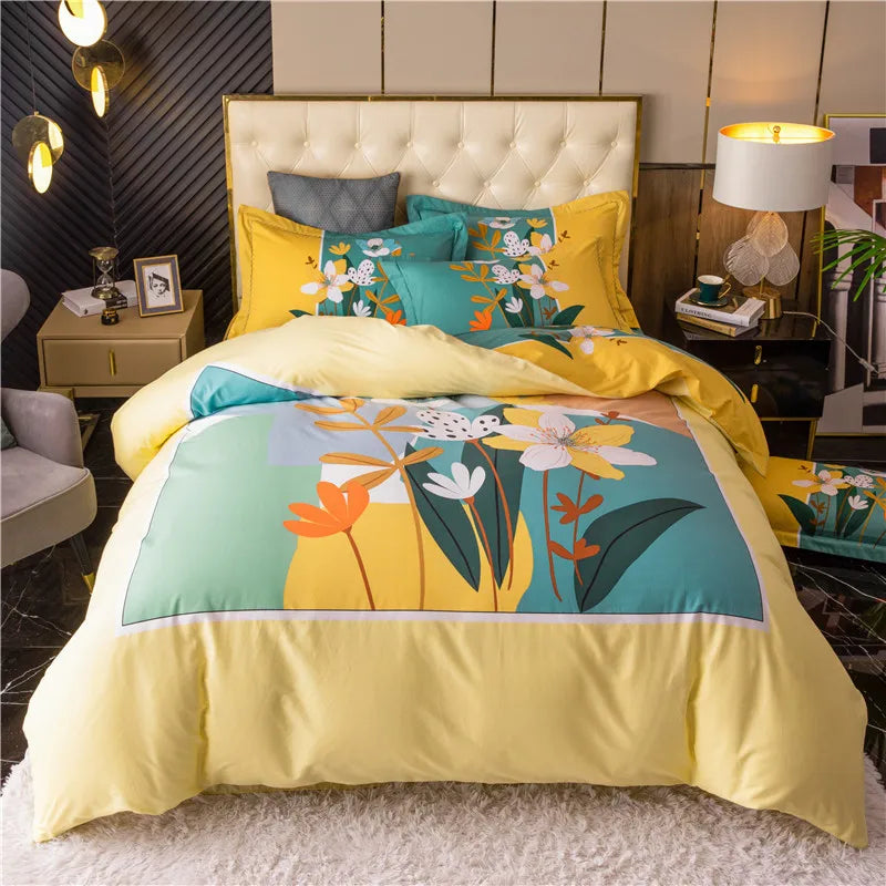 Drop Shipping 100% Cotton 60s 13372 4pcs Luxury Duvet Cover Comforter Cotton Bed Sheet Sets