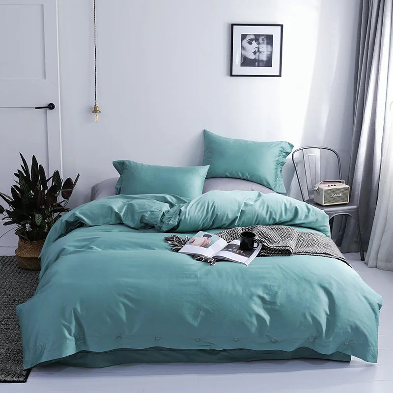 Australian Luxury Style 100% Egyptian Long Staple Cotton Solid Duvet Cover Set 4pcs with 400TC Eco-Friendly Organic Sleep Aid