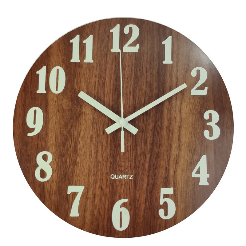 12 Inch Silent Non-Ticking Night Light Luminous Wooden Wall Clock | MAMOU Home Decor