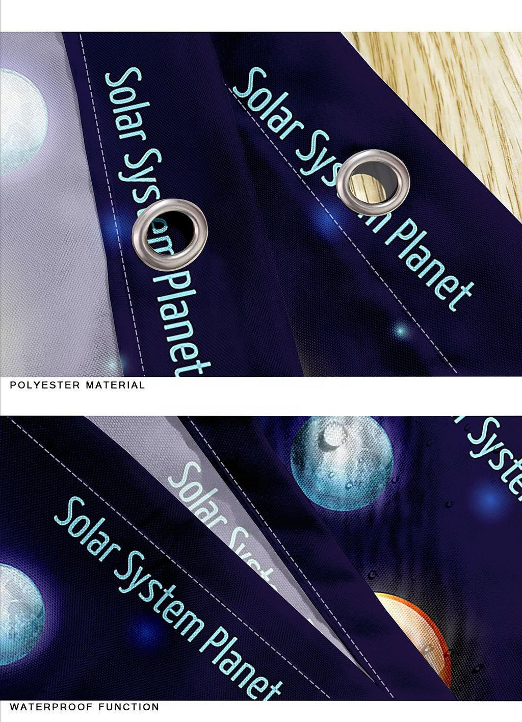 3D Print Planet Bathroom Printed 4 Pieces Art Shower Curtain Paintings.