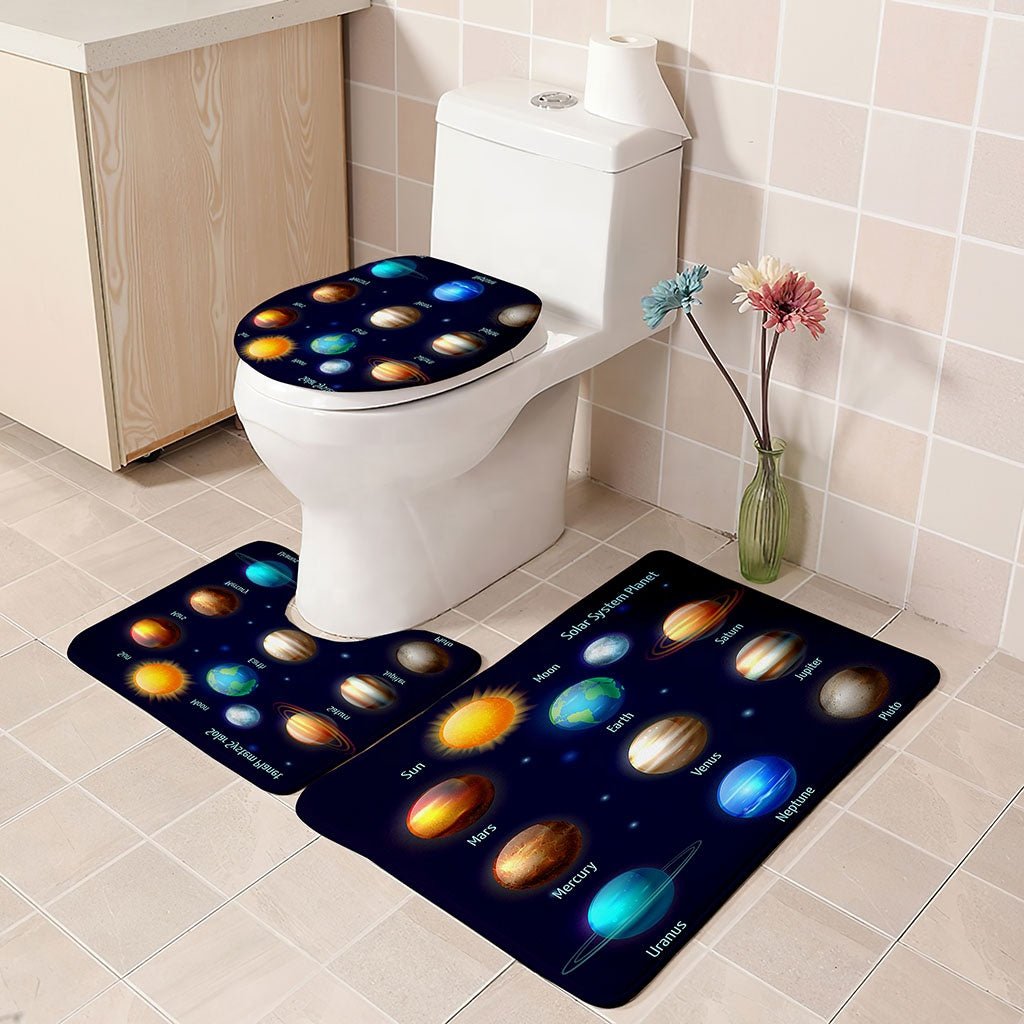 3D Print Planet Bathroom Printed 4 Pieces Art Shower Curtain Paintings.