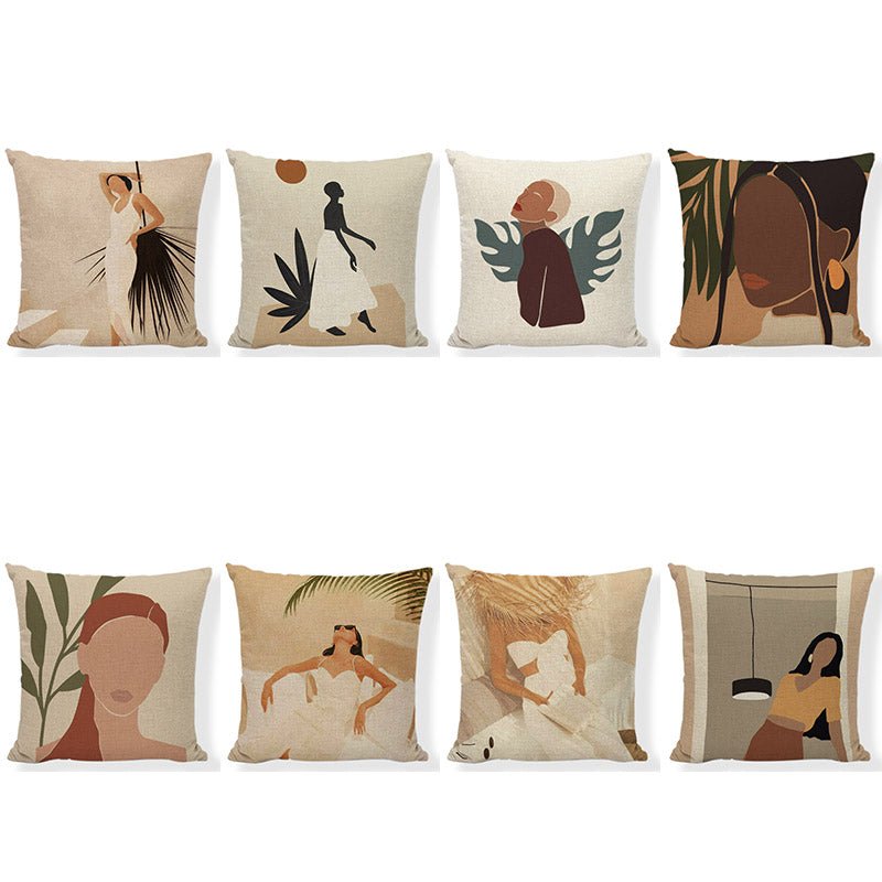 45x45cm African style cushion cover in retro fashion and Morandi style made from 100% linen.