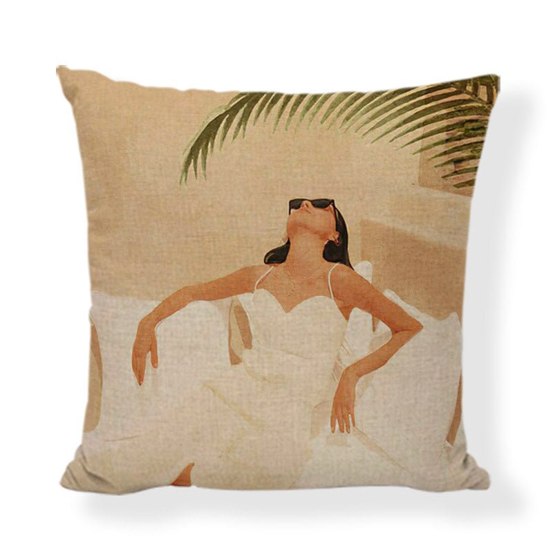 45x45cm African style cushion cover in retro fashion and Morandi style made from 100% linen.
