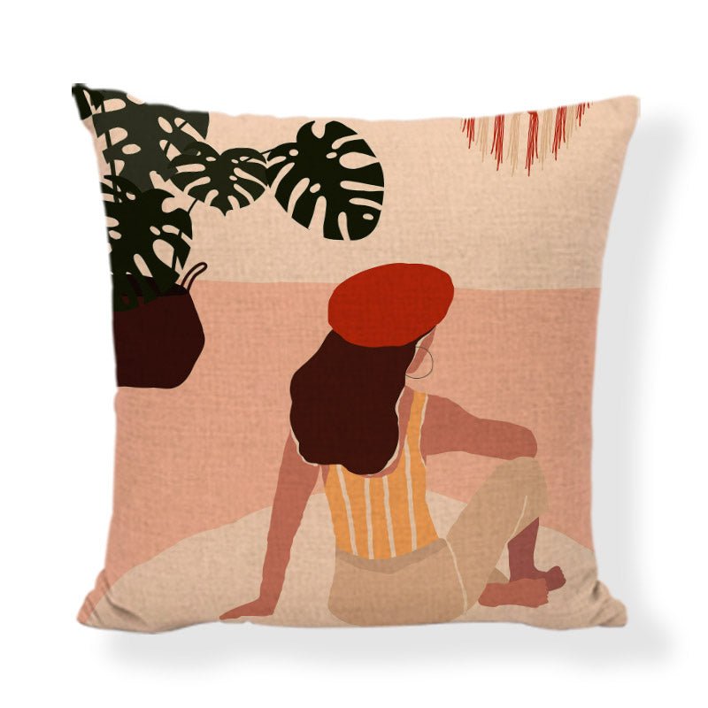 45x45cm African style cushion cover in retro fashion and Morandi style made from 100% linen.
