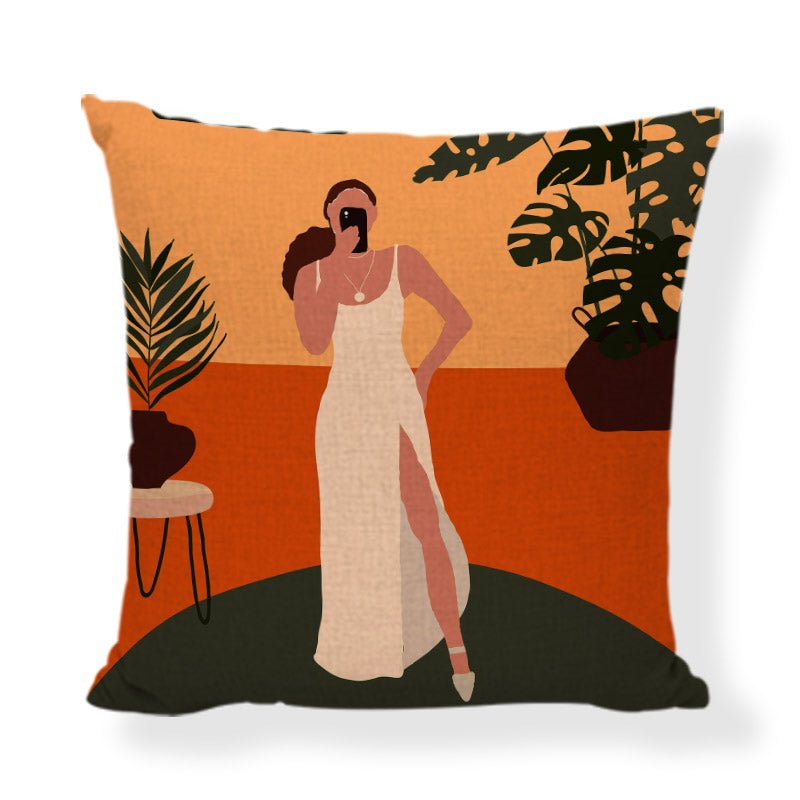 45x45cm African style cushion cover in retro fashion and Morandi style made from 100% linen.