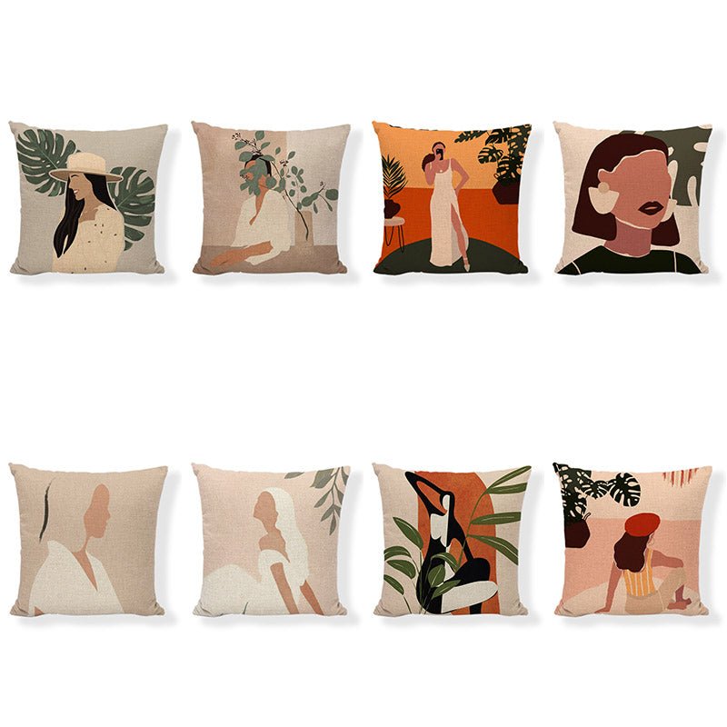 45x45cm African style cushion cover in retro fashion and Morandi style made from 100% linen.