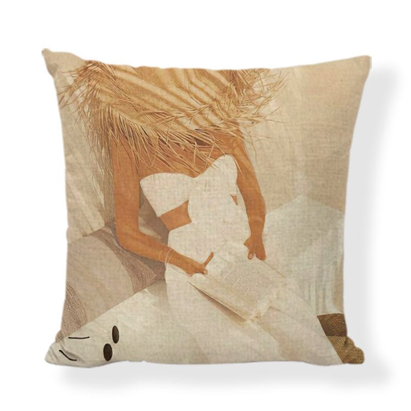 45x45cm African style cushion cover in retro fashion and Morandi style made from 100% linen.