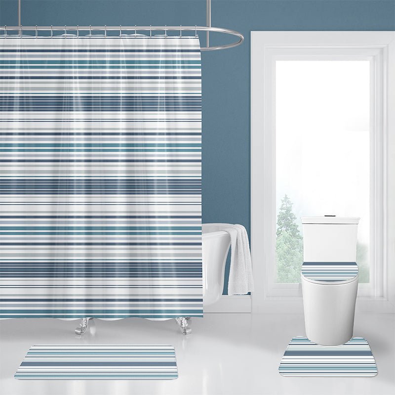 4Pcs set of the waterproof polyester shower curtain and bathroom rug.