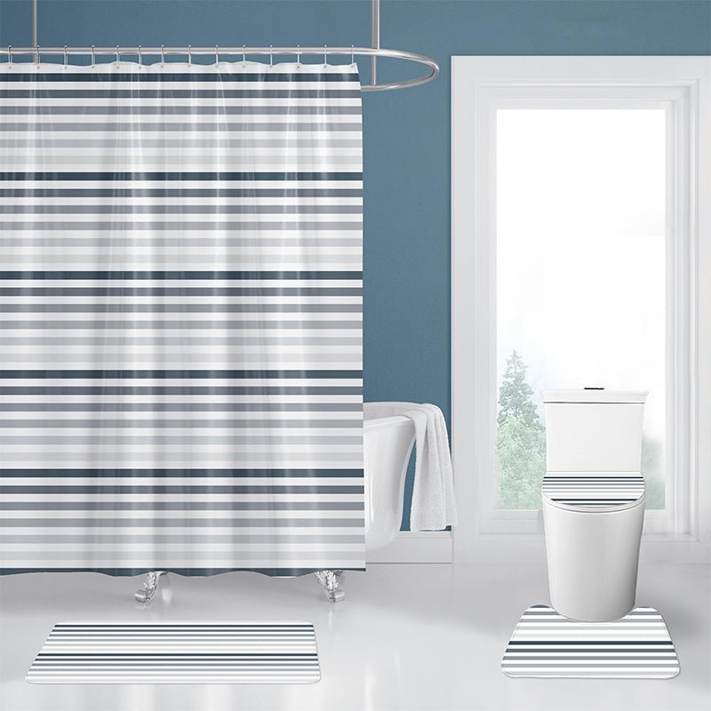 4Pcs set of the waterproof polyester shower curtain and bathroom rug.